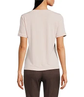 Calvin Klein Solid Knit Square Neck Short Sleeve Top