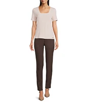 Calvin Klein Solid Knit Square Neck Short Sleeve Top