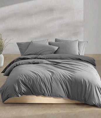 Calvin Klein Washed Percale Solid Duvet Cover Mini Set