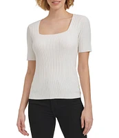 Calvin Klein Square Neckline Short Sleeve Tee