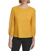 Calvin Klein Stretch Crew Neckline Long Sleeve Blouse