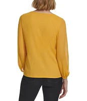 Calvin Klein Stretch Crew Neckline Long Sleeve Blouse