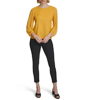 Calvin Klein Stretch Crew Neckline Long Sleeve Blouse