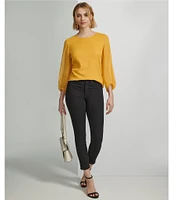 Calvin Klein Stretch Crew Neckline Long Sleeve Blouse