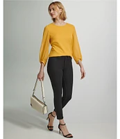 Calvin Klein Stretch Crew Neckline Long Sleeve Blouse