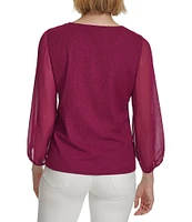 Calvin Klein Stretch Crew Neckline Long Sleeve Blouse