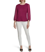 Calvin Klein Stretch Crew Neckline Long Sleeve Blouse