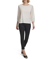 Calvin Klein Stretch Crew Neckline Long Sleeve Blouse