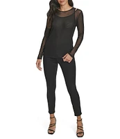 Calvin Klein Stretch Mesh Crew Neckline Long Sleeve Top