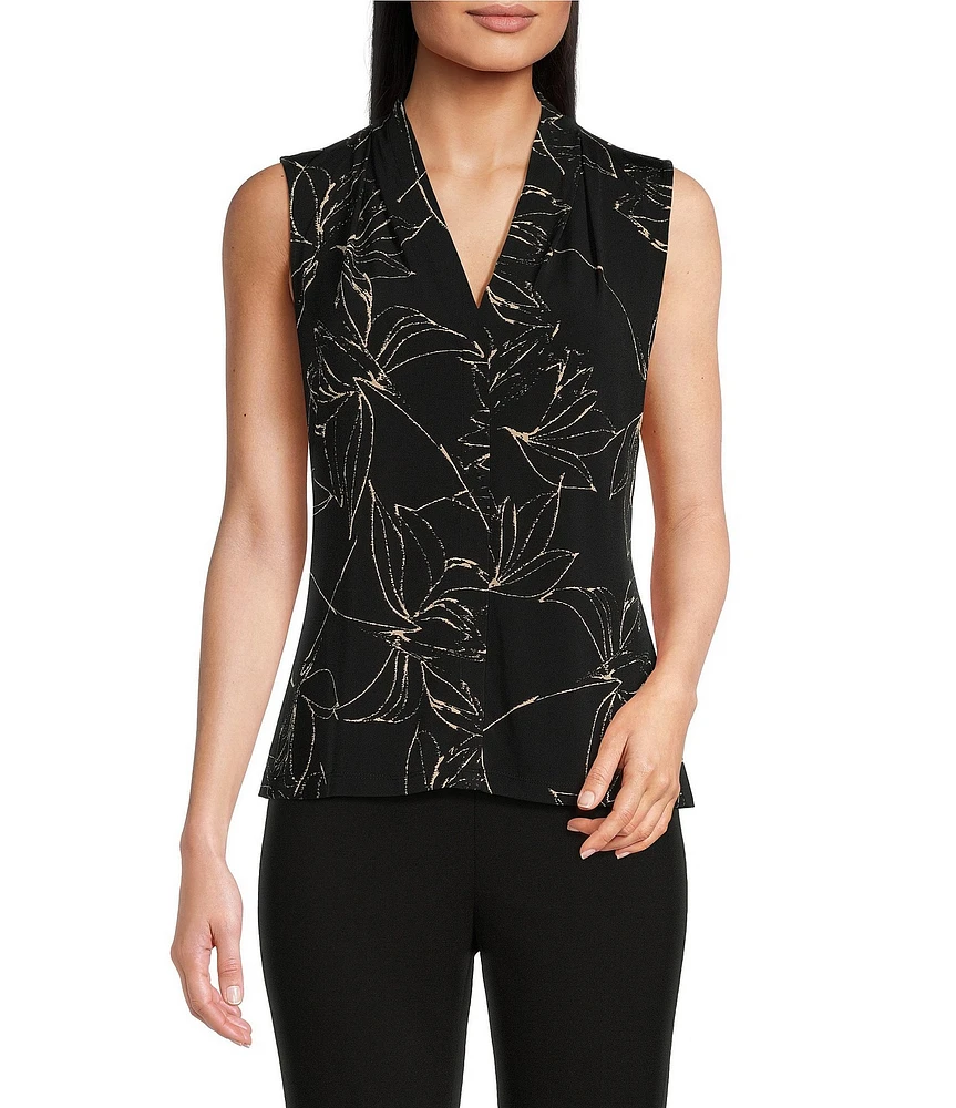 Calvin Klein Stretch Printed V Neckline Sleeveless Top