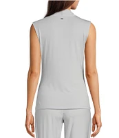 Calvin Klein Stretch Surplice V-Neck Sleeveless Ruched Top