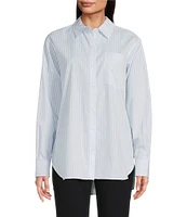Calvin Klein Stripe Cotton Long Sleeve Button Front Shirt