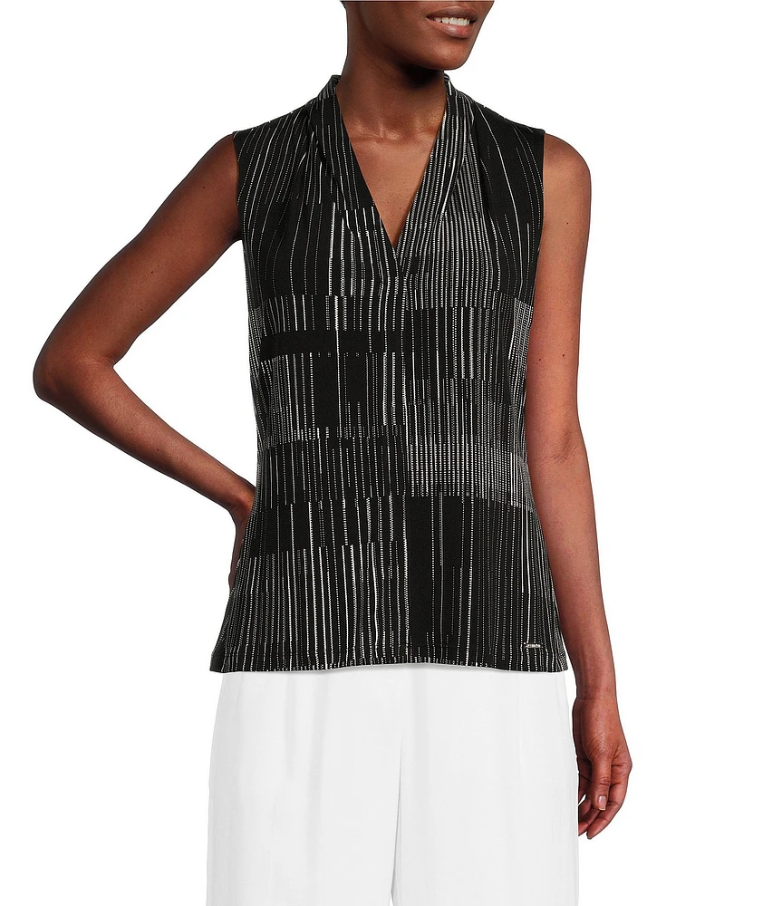 Calvin Klein Striped V-Neck Sleeveless Cami Top