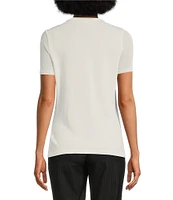 Calvin Klein Sweater Knit Crew Neck Short Sleeve Relaxed Fit Blouse