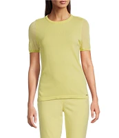 Calvin Klein Sweater Knit Crew Neck Short Sleeve Relaxed Fit Blouse