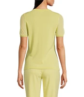 Calvin Klein Sweater Knit Crew Neck Short Sleeve Relaxed Fit Blouse