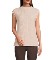 Calvin Klein Texture Knit Mock Neck Sleeveless Top