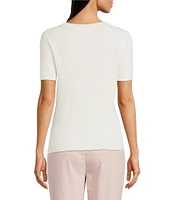 Calvin Klein Textured Crew Neck Short Sleeve Knit Sweater