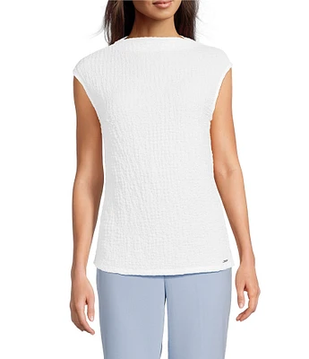 Calvin Klein Textured Mock Neck Sleeveless Top