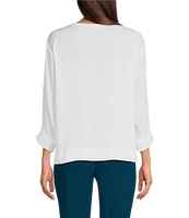 Calvin Klein Tile Jacquard Crew Neck Bracelet Sleeve Top