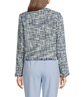 Calvin Klein Tweed Collarless Open-Front Cropped Jacket