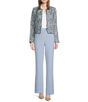 Calvin Klein Tweed Collarless Open-Front Cropped Jacket