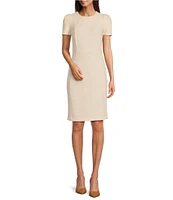 Calvin Klein Tweed Crew Neck Short Sleeve Sheath Dress