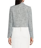 Calvin Klein Tweed Cropped Collared Neckline Long Sleeve Jacket