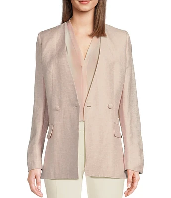 Calvin Klein Twill Long Sleeve Flap Pocket V-Neck Blazer