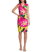 Calvin Klein V-Neck Daffodil Scuba Sheath Dress