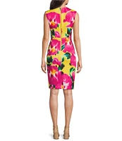 Calvin Klein V-Neck Daffodil Scuba Sheath Dress