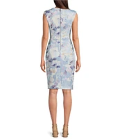 Calvin Klein V-Neck Floral Print Scuba Sheath Dress