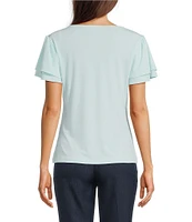 Calvin Klein V-Neck Flutter Short Sleeve Top