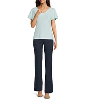 Calvin Klein V-Neck Flutter Short Sleeve Top