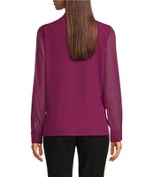 Calvin Klein V-Neck Long Sleeve Button Front Blouse