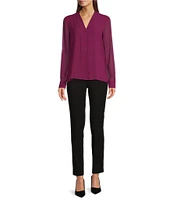 Calvin Klein V-Neck Long Sleeve Button Front Blouse