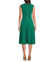 Calvin Klein V-Neck Sleeveless Scuba Crepe Fit And Flare Dress