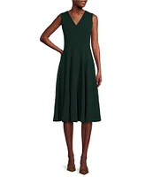 Calvin Klein V-Neck Sleeveless Scuba Crepe Fit And Flare Dress