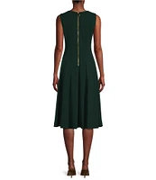 Calvin Klein V-Neck Sleeveless Scuba Crepe Fit And Flare Dress