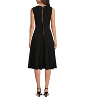 Calvin Klein V-Neck Sleeveless Scuba Crepe Fit And Flare Dress