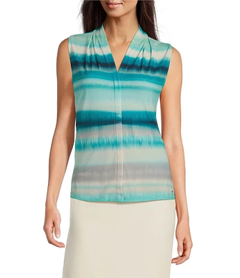 Calvin Klein V-Neck Sleeveless Stretch Knit Print Top