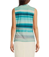 Calvin Klein V-Neck Sleeveless Stretch Knit Print Top