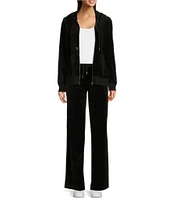 Calvin Klein Velour Wide Leg Ribbed Drawstring Waist Coordinating Pants