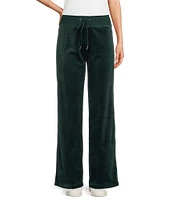 Calvin Klein Velour Wide Leg Ribbed Drawstring Waist Coordinating Pants