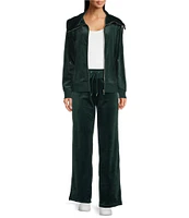 Calvin Klein Velour Wide Leg Ribbed Drawstring Waist Coordinating Pants