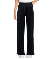 Calvin Klein Velour Wide Leg Ribbed Drawstring Waist Coordinating Pants