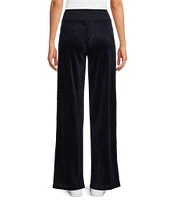 Calvin Klein Velour Wide Leg Ribbed Drawstring Waist Coordinating Pants