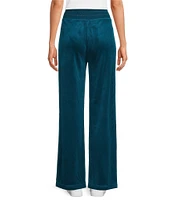 Calvin Klein Velour Wide Leg Ribbed Drawstring Waist Coordinating Pants