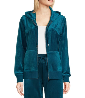 Calvin Klein Velour Zip Front Coordinating Hoodie Jacket