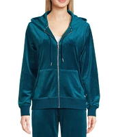 Calvin Klein Velour Zip Front Coordinating Hoodie Jacket